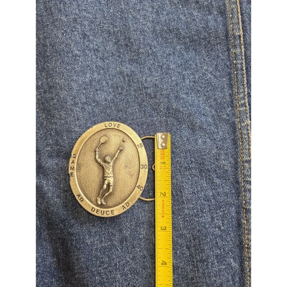 Vintage 1977 Bergamot Tennis Player Brass Belt Buckle - Rare Heavy